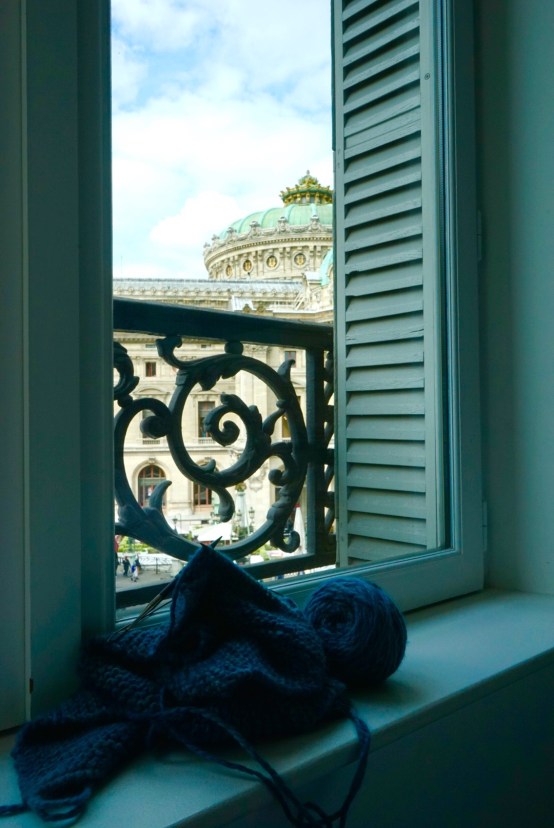 My knitting project with a view of Palais Garnier | HeyGirlfriend.Net
