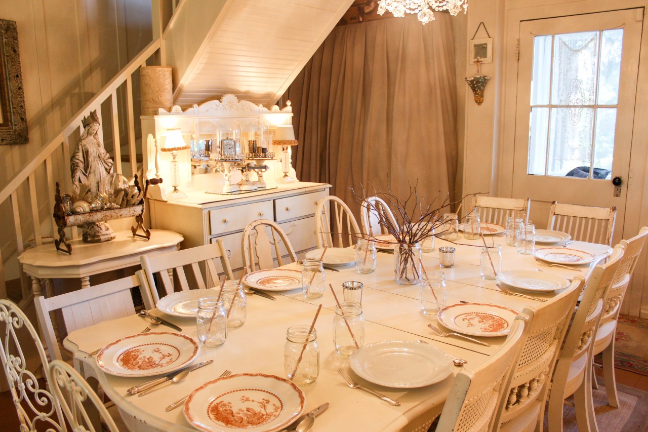 Jamison Cottage Dining table set for a Fall Dinner